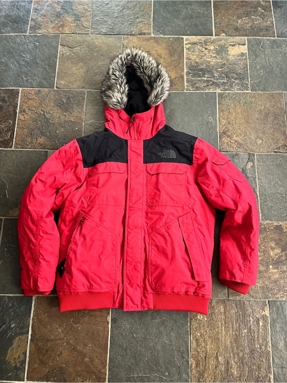 THE NORTH FACE Gotham Winter Jacket III Down 550 Dryvent Jacket XL Nylon RED